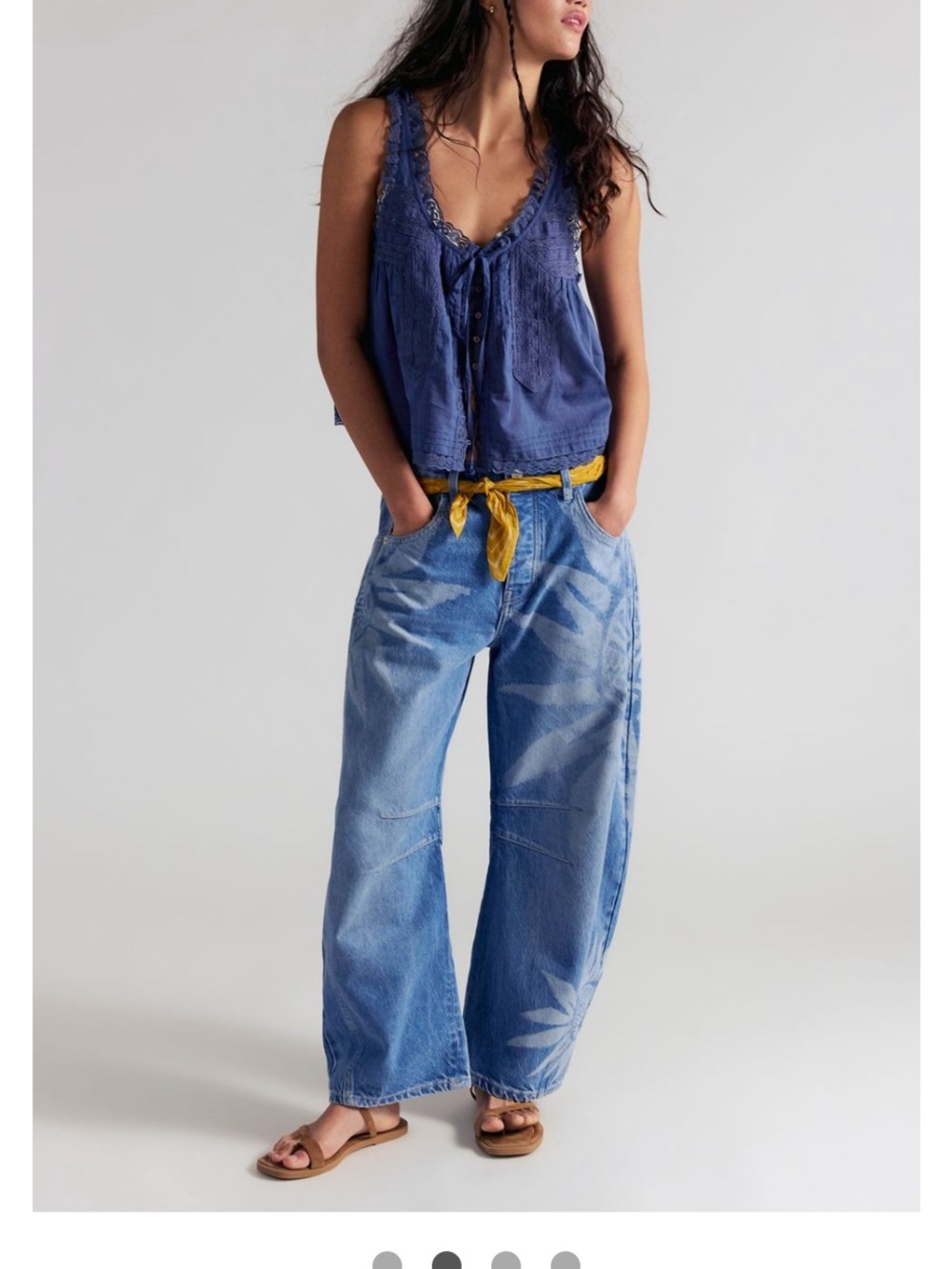 Free People Washed Blue Wide-Leg Jeans